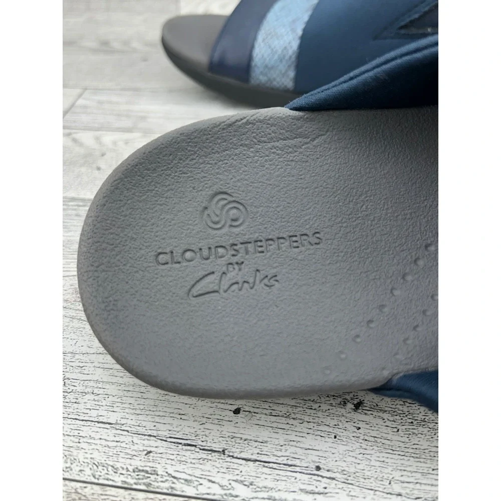Clarks Cloudsteppers Women's Navy Blue Comfort‎ Slide Sandals Size 8 M